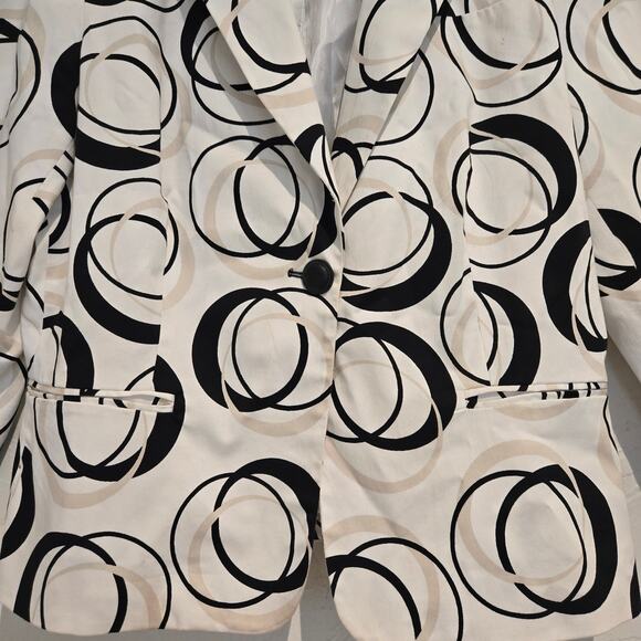 Sandro Sportswear 3/4 Sleeve Abstract Circle Art White Blazer Jacket, Size Large - Picture 4 of 7